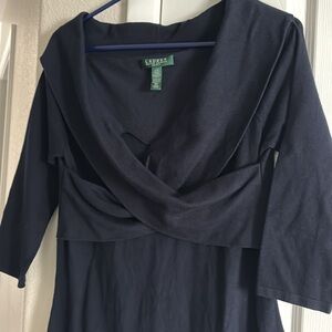 Lauren Ralph Lauren Knit Dress Navy Blue Size Large